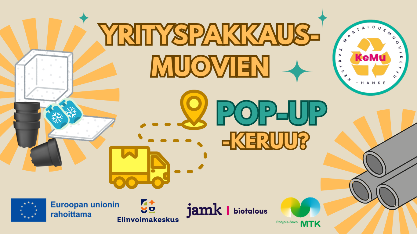 Yrityspakkausmuovien pop-up-keruupilotti
